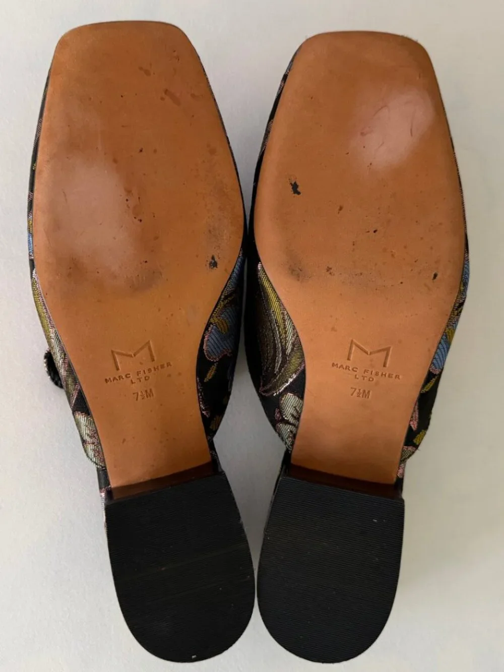 Marc Fisher Metallic Lailey Floral Slip On Square Toe Mules - Picture 6 of 7